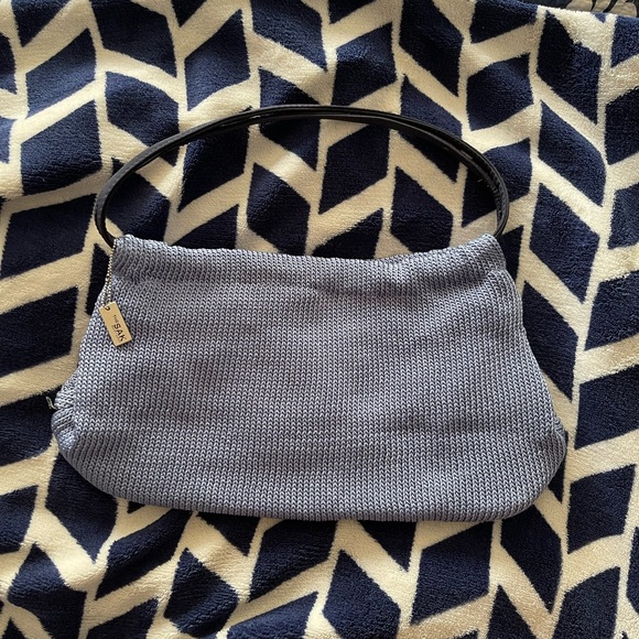 The Sak blue crochet knit bucket bag. - Picture 1 of 6